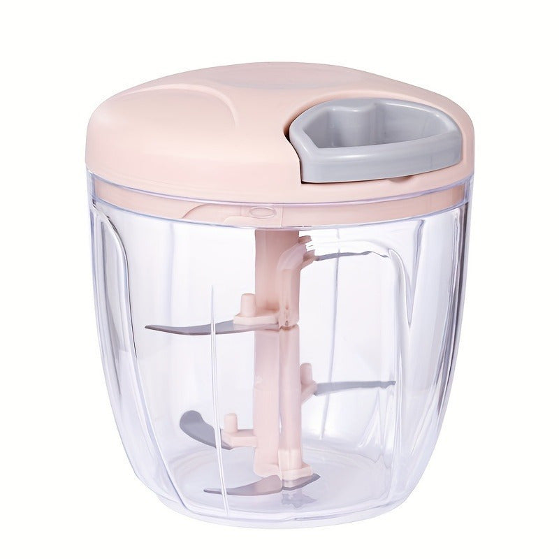 1 or 2 pieces of a versatile kitchen food processor - small and easy to use for quick meal preparation, cutting garlic and dicing vegetables - equipped with stainless steel blades, no electricity required.