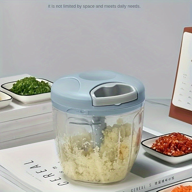 1 or 2 pieces of a versatile kitchen food processor - small and easy to use for quick meal preparation, cutting garlic and dicing vegetables - equipped with stainless steel blades, no electricity required.