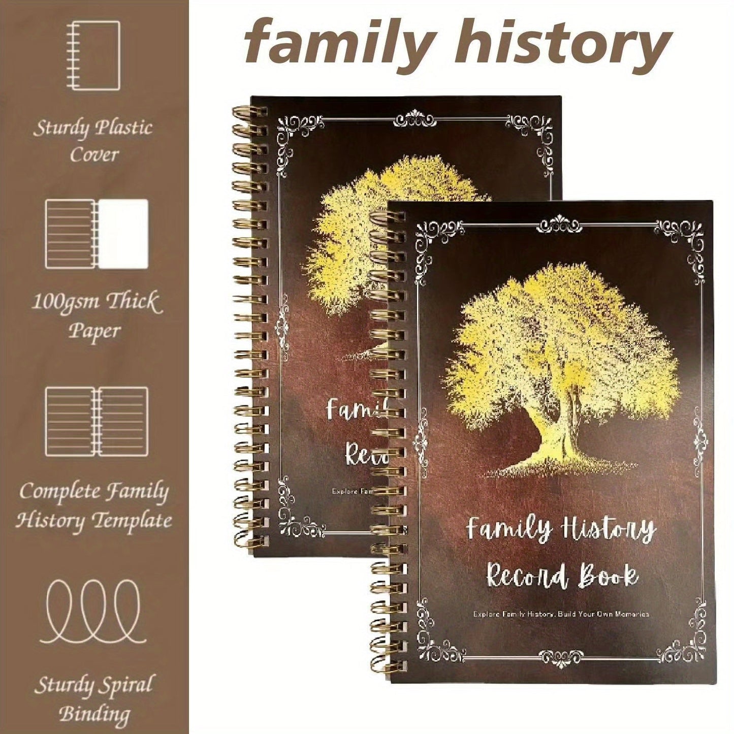 Family History Record Book with 1 Piece - Spiral-Bound, English Language, with a Paper Cover - Design Your Own Genealogy, Document Family Information, Discover Ancestral Origins and Traditions, Build Your Family Tree - Perfect Gift for Loved Ones