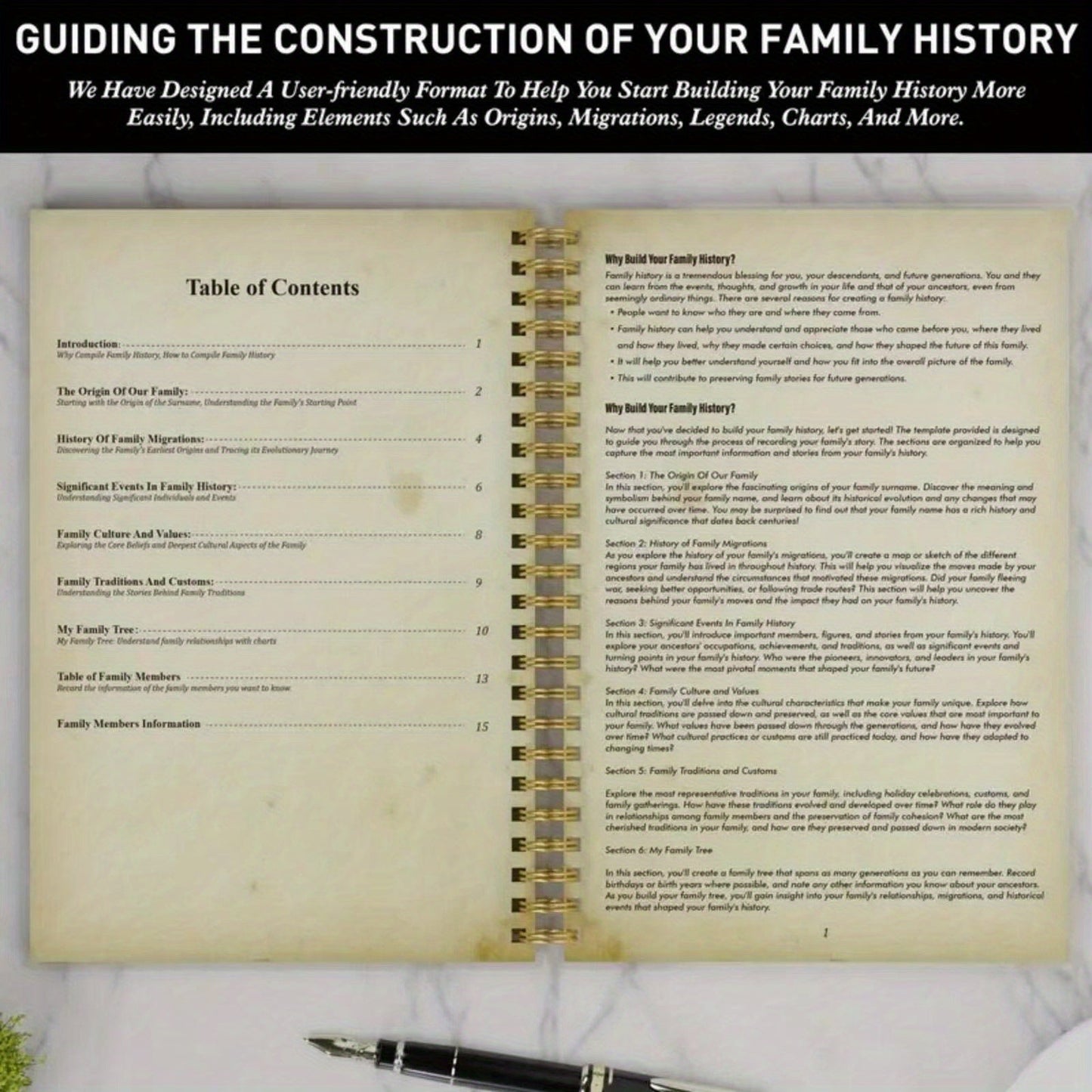 Family History Record Book with 1 Piece - Spiral-Bound, English Language, with a Paper Cover - Design Your Own Genealogy, Document Family Information, Discover Ancestral Origins and Traditions, Build Your Family Tree - Perfect Gift for Loved Ones