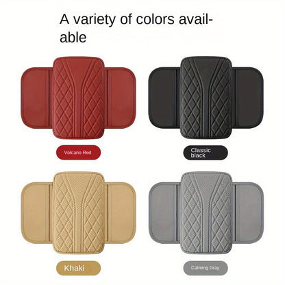 Luxurious PU Leather Car Armrest Cushion with Ventilation Holes, Side Pockets, and Ergonomic Design for Comfort and Organization.