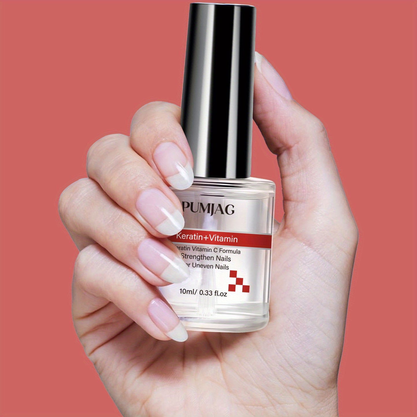 Strengthen nails with Keratin+Vitamin nail strengthener to prevent chipping and peeling. Enhance gloss and harden nails. Contains 10ml/0.33fl.oz.