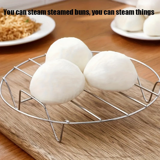 Durable and versatile stainless steel round steamer rack - A handy kitchen tool for steaming and cooking with an easy-to-clean design.