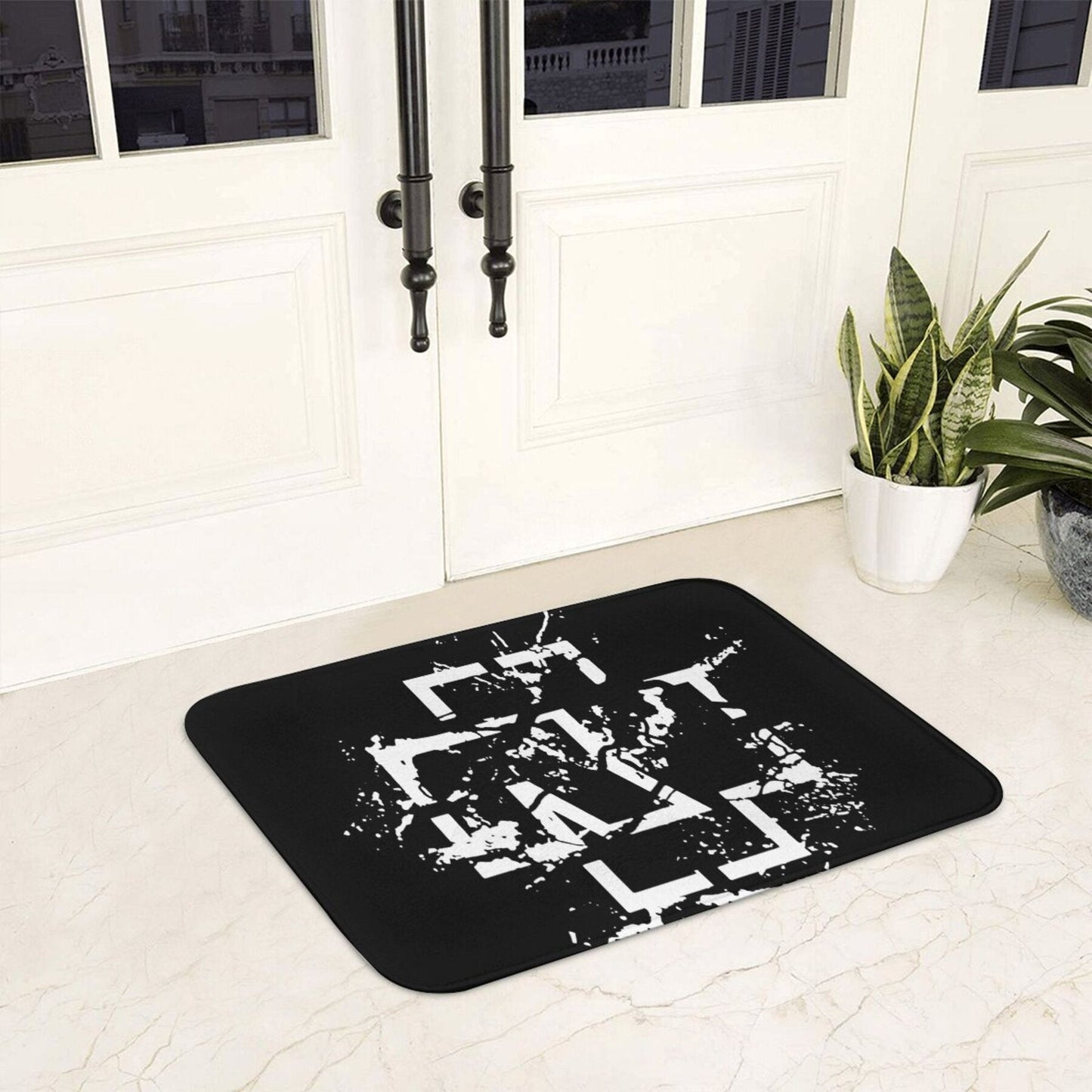 Merch-Rokk Non-Slip Doormat - Easy to Clean, Lightweight Polyester Entrance Rug for Home Decor