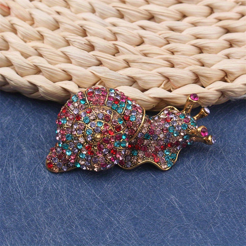 Stylish Luxury Snail Brooch Pin - 1 Piece, Multicolored Rhinestone Detail, Unique Animal Shape, Chic Accessory for Parties, Travel, and Everyday Wear.