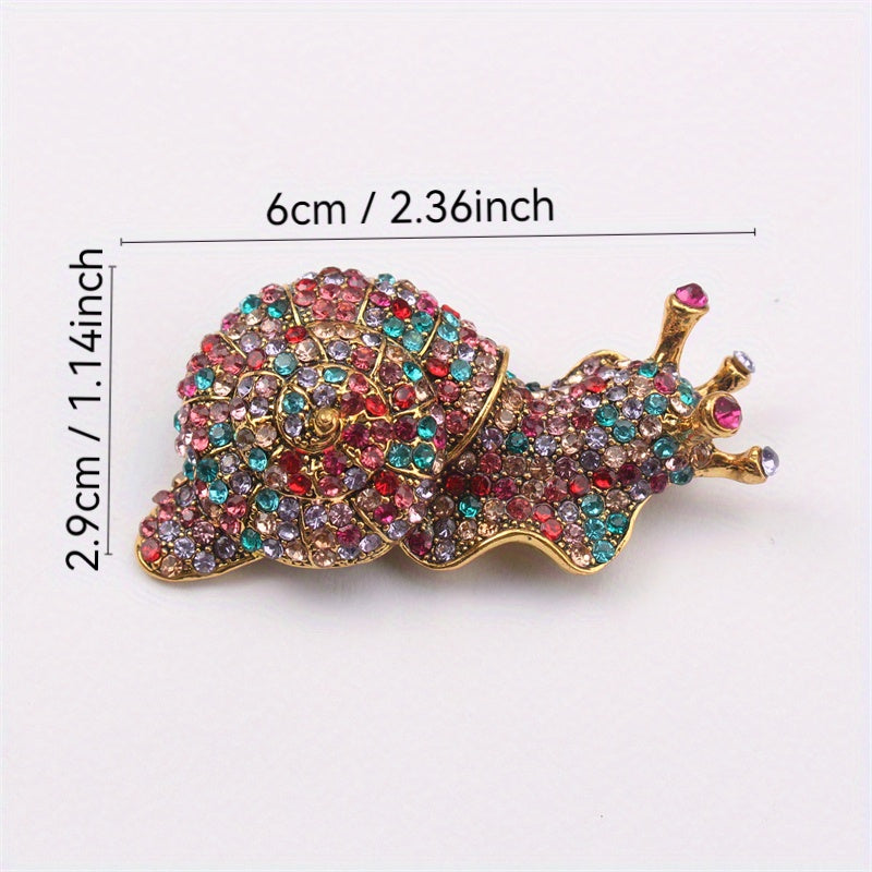 Stylish Luxury Snail Brooch Pin - 1 Piece, Multicolored Rhinestone Detail, Unique Animal Shape, Chic Accessory for Parties, Travel, and Everyday Wear.