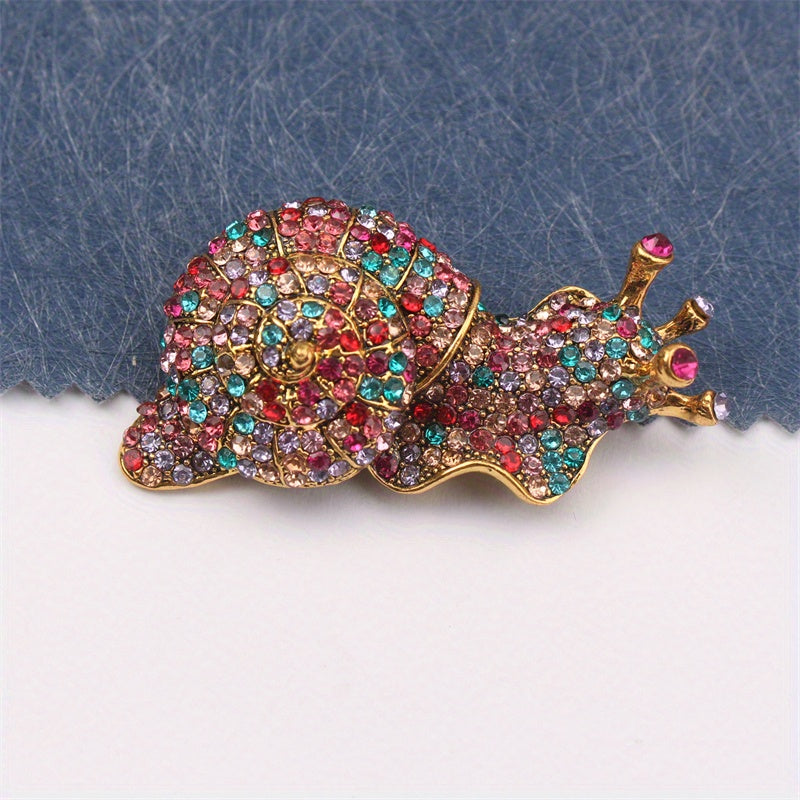 Stylish Luxury Snail Brooch Pin - 1 Piece, Multicolored Rhinestone Detail, Unique Animal Shape, Chic Accessory for Parties, Travel, and Everyday Wear.