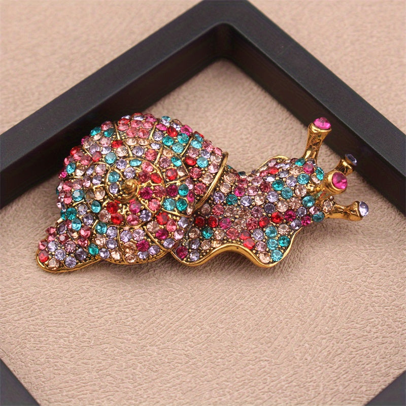 Stylish Luxury Snail Brooch Pin - 1 Piece, Multicolored Rhinestone Detail, Unique Animal Shape, Chic Accessory for Parties, Travel, and Everyday Wear.