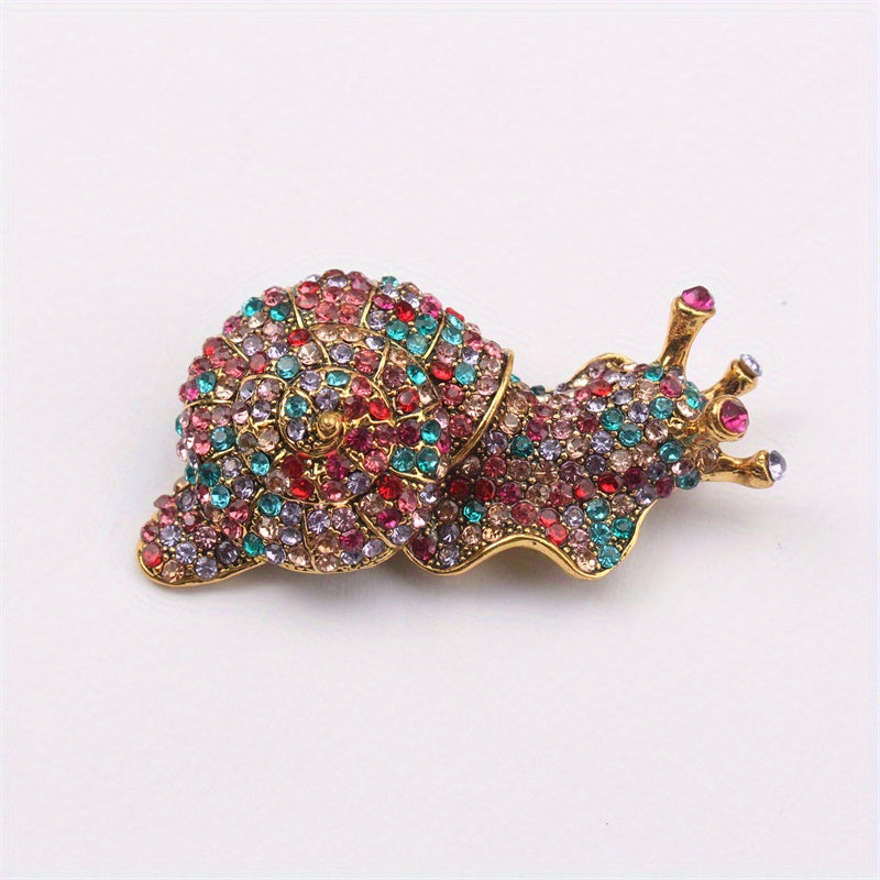 Stylish Luxury Snail Brooch Pin - 1 Piece, Multicolored Rhinestone Detail, Unique Animal Shape, Chic Accessory for Parties, Travel, and Everyday Wear.