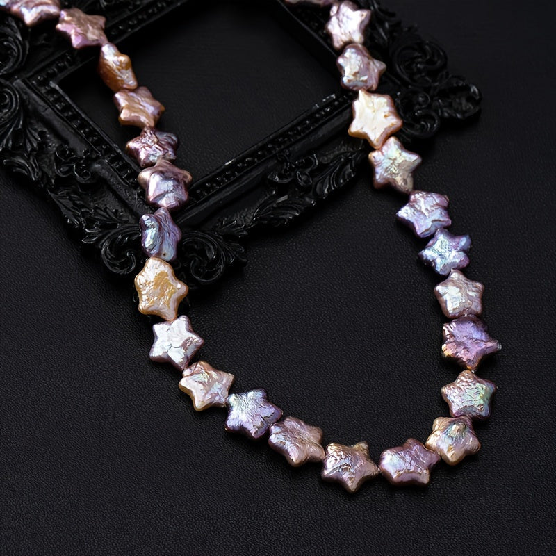 Elegant Baroque Freshwater Pearl Necklace - Stunning Star-Shaped Multi-Color Aurora Design, Natural Irregular Pearls, Ideal for Special Occasions, Getaways, and Thoughtful Valentine's Day Present, Comes with a Gorgeous Gift Box