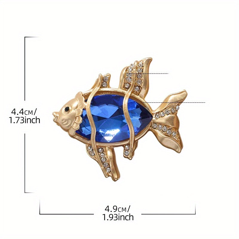 Stylish Crystal Goldfish Brooch Pin for Women and Men, Fashionable Sea Creature Badge, Unique Accessory Gift, Novelty Jewelry and Clothing, Classy Design, Made with Water Drill Material, Cute Animal Shape, Fun Brooch for Ladies