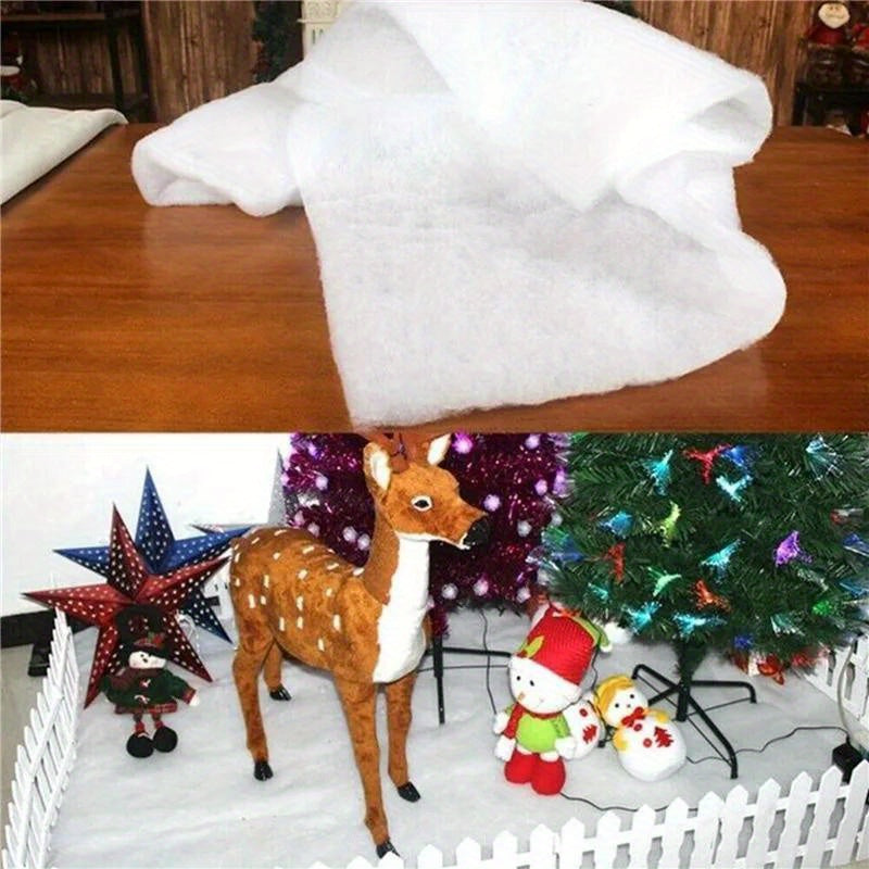 Soft white faux snow blanket for Xmas village backdrop, tree decorations, and photo props - No electricity or feathers needed - 1 piece Artificial Christmas Snow Roll