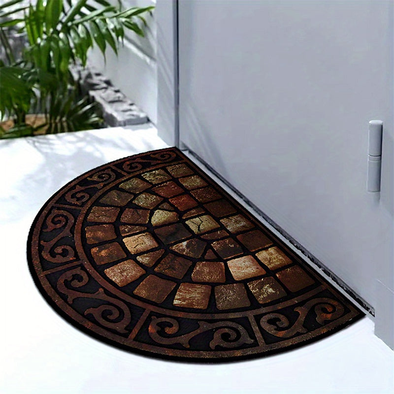 Add a touch of luxury to your home with our 1-piece Retro Semi-Circular Door Mat. Crafted from 1000g of plush Crystal Velvet material, this washable mat features a high-quality Stone Pattern Carpet design. Perfect for the living room or bedroom entrance