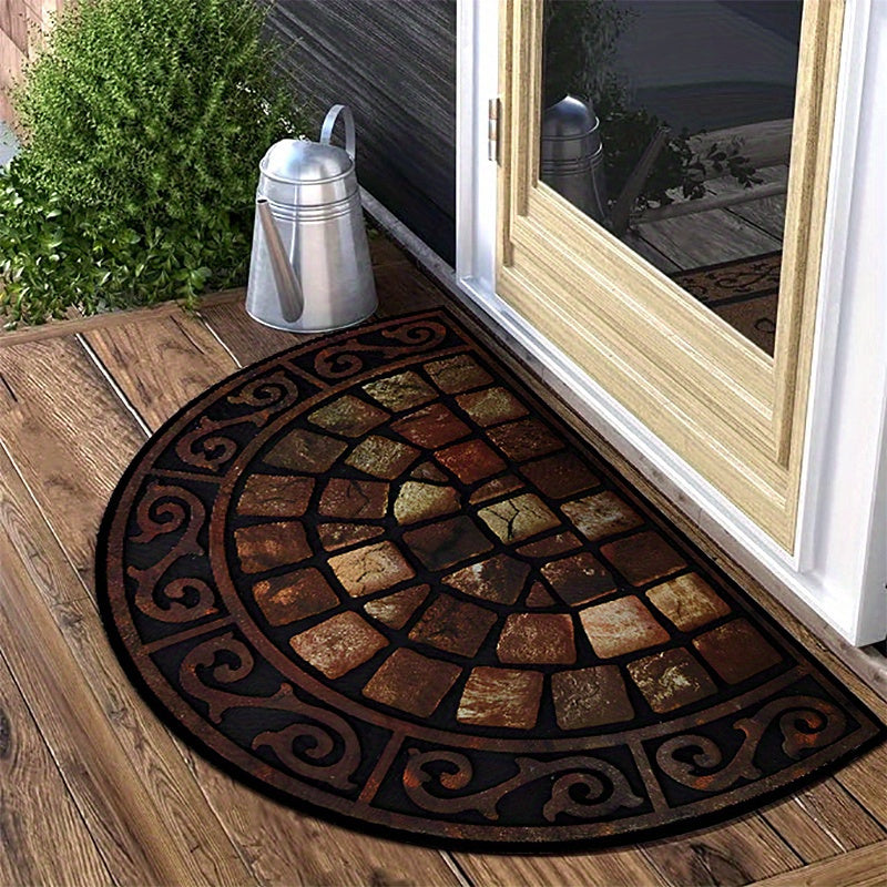 Add a touch of luxury to your home with our 1-piece Retro Semi-Circular Door Mat. Crafted from 1000g of plush Crystal Velvet material, this washable mat features a high-quality Stone Pattern Carpet design. Perfect for the living room or bedroom entrance