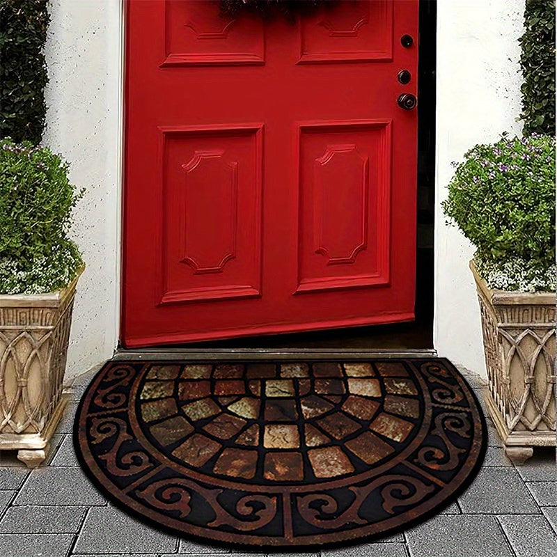 Add a touch of luxury to your home with our 1-piece Retro Semi-Circular Door Mat. Crafted from 1000g of plush Crystal Velvet material, this washable mat features a high-quality Stone Pattern Carpet design. Perfect for the living room or bedroom entrance