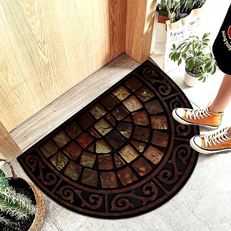 Add a touch of luxury to your home with our 1-piece Retro Semi-Circular Door Mat. Crafted from 1000g of plush Crystal Velvet material, this washable mat features a high-quality Stone Pattern Carpet design. Perfect for the living room or bedroom entrance