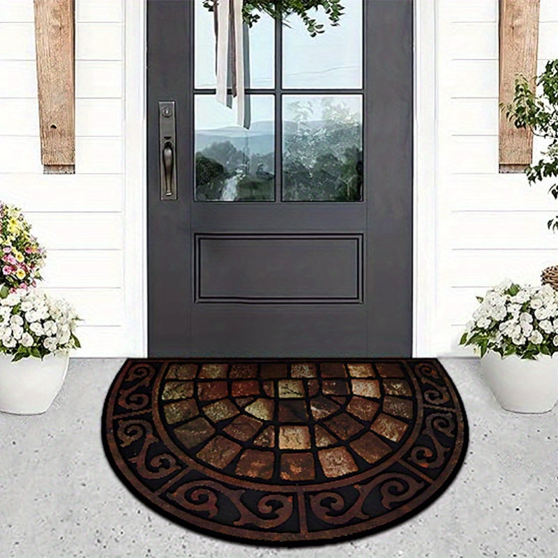 Add a touch of luxury to your home with our 1-piece Retro Semi-Circular Door Mat. Crafted from 1000g of plush Crystal Velvet material, this washable mat features a high-quality Stone Pattern Carpet design. Perfect for the living room or bedroom entrance