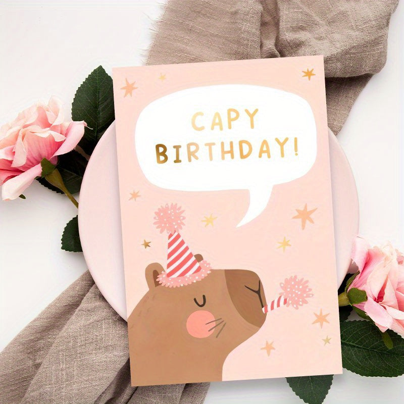 Unique Capybara Birthday Card - A Delightful Surprise for Friends, Family & Coworkers! Ideal for Christmas, Thanksgiving, Halloween. 1pc, Great for Christmas and Thanksgiving Celebrations.