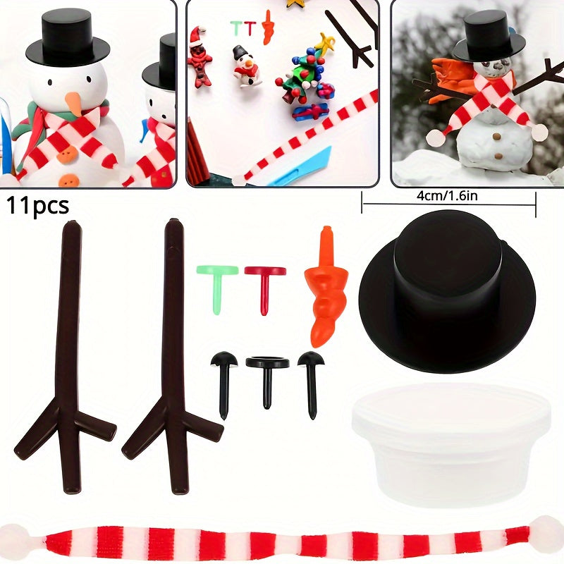 Snowman Handmade Kit Sets available in 11pcs and 33pcs - Ideal for Christmas, New Year, Valentine's Day, decorating, clay decorations, outdoor holiday decor, daily parties, and small gifts.