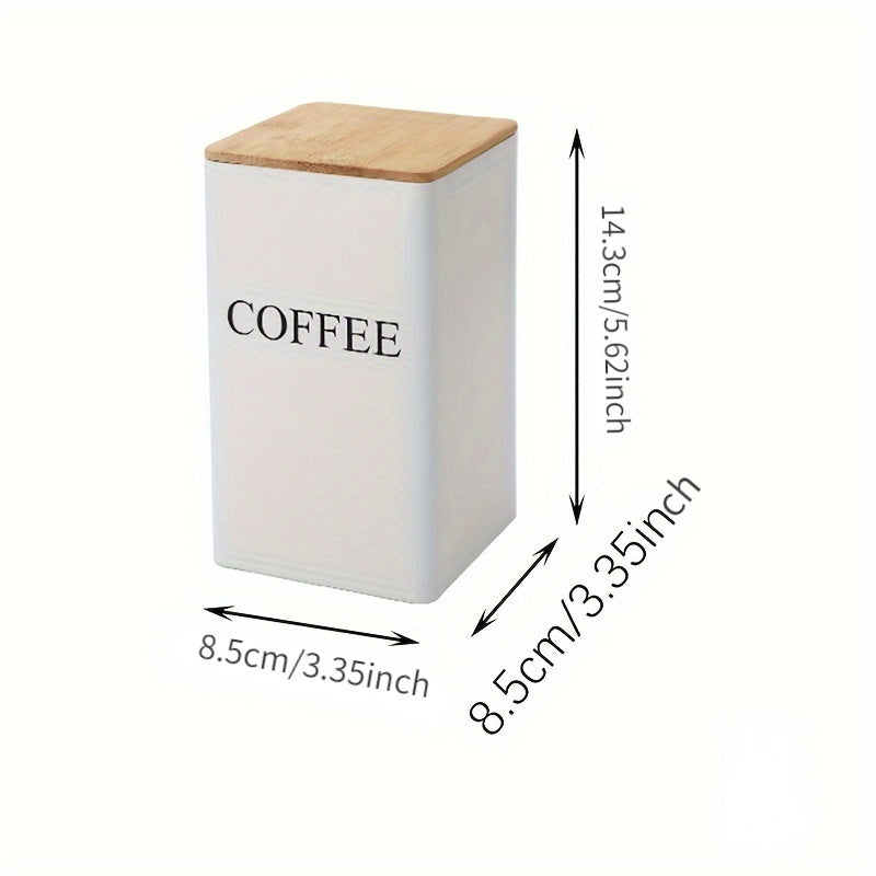 Chic Square Iron Tea Canister with Bamboo Lid - Elegant Storage Container for Coffee, Tea & Sugar - Ideal Pantry Storage Solution