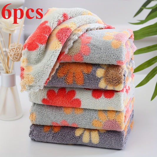 6-piece Bohemian Floral Pattern Towel Set made of soft and absorbent polyester fiber. Suitable for all skin types, ideal for home bathroom use.