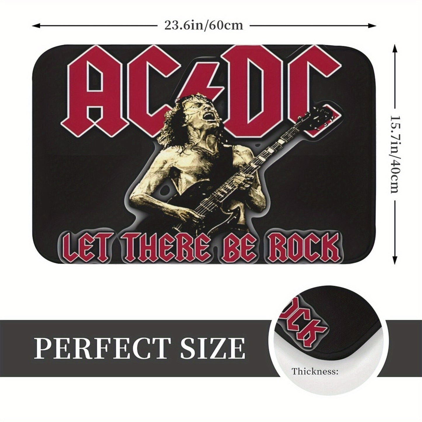 Polyester Doormat with AC/DC Vibes - Easy to Clean, Grip Bottom Welcome Mat for Living Room or Bedroom - Perfect Rock Band Accent Piece