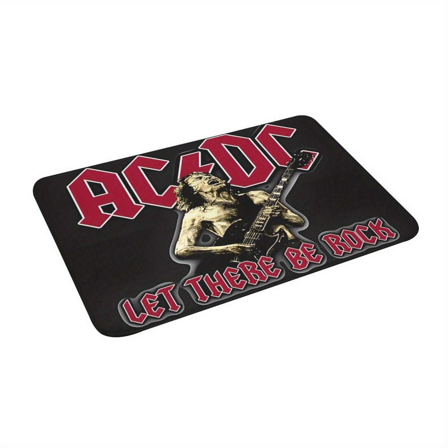 Polyester Doormat with AC/DC Vibes - Easy to Clean, Grip Bottom Welcome Mat for Living Room or Bedroom - Perfect Rock Band Accent Piece