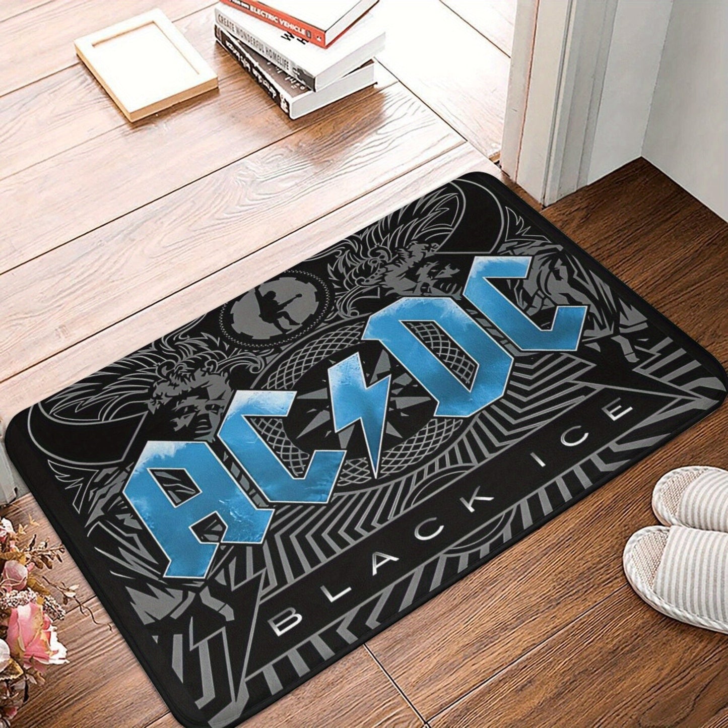 Non-Slip Bath Mat inspired by the Black Ice Australian Rock Band - Machine Washable, made of Polyester, Ideal for Home Decor in Living Room