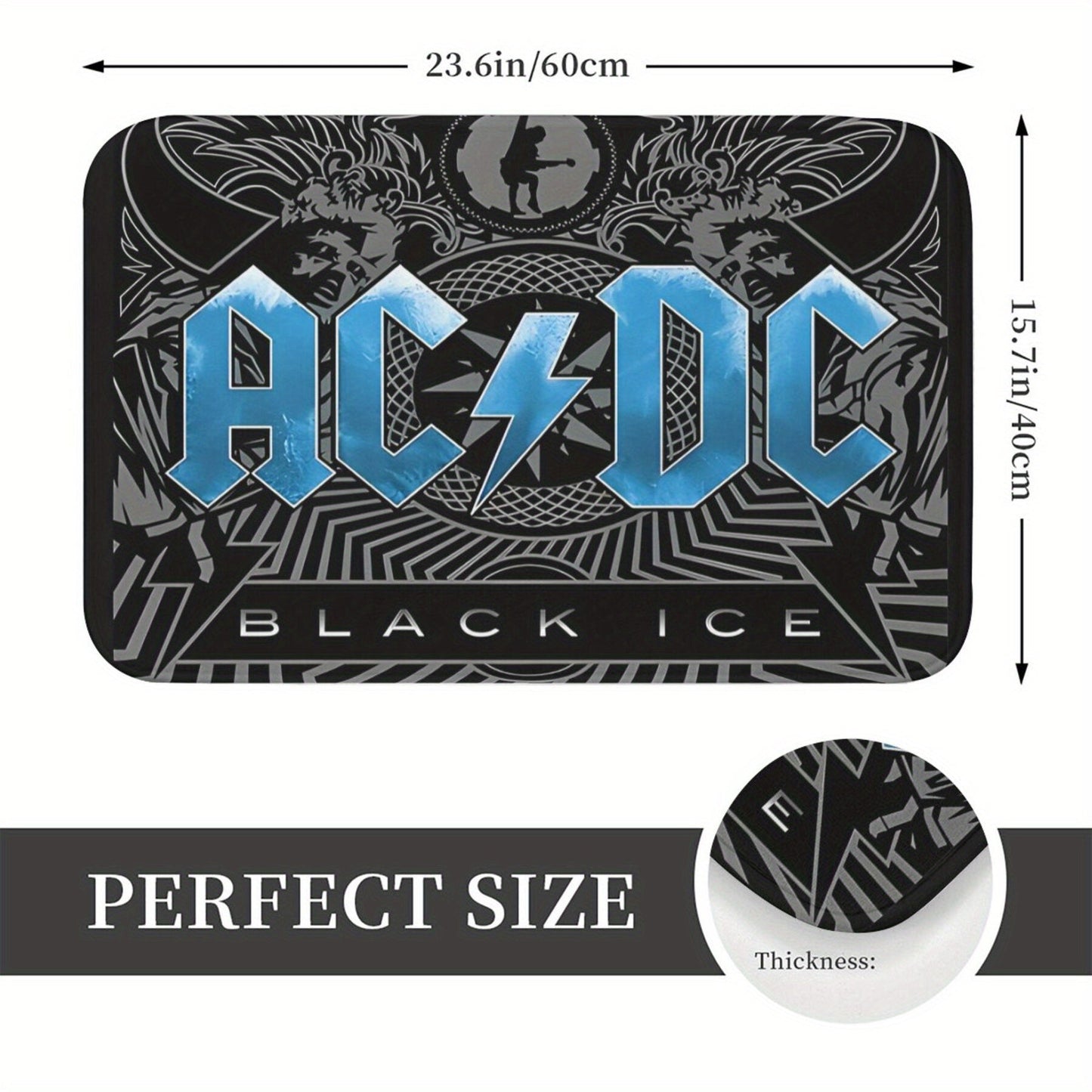 Non-Slip Bath Mat inspired by the Black Ice Australian Rock Band - Machine Washable, made of Polyester, Ideal for Home Decor in Living Room