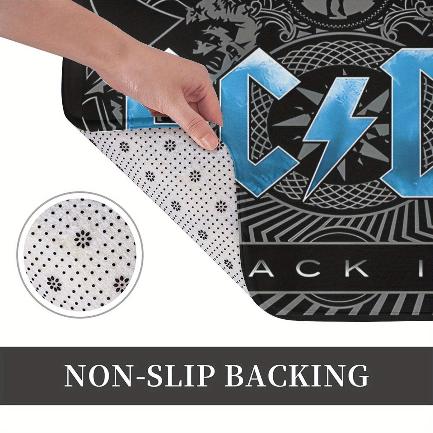 Non-Slip Bath Mat inspired by the Black Ice Australian Rock Band - Machine Washable, made of Polyester, Ideal for Home Decor in Living Room