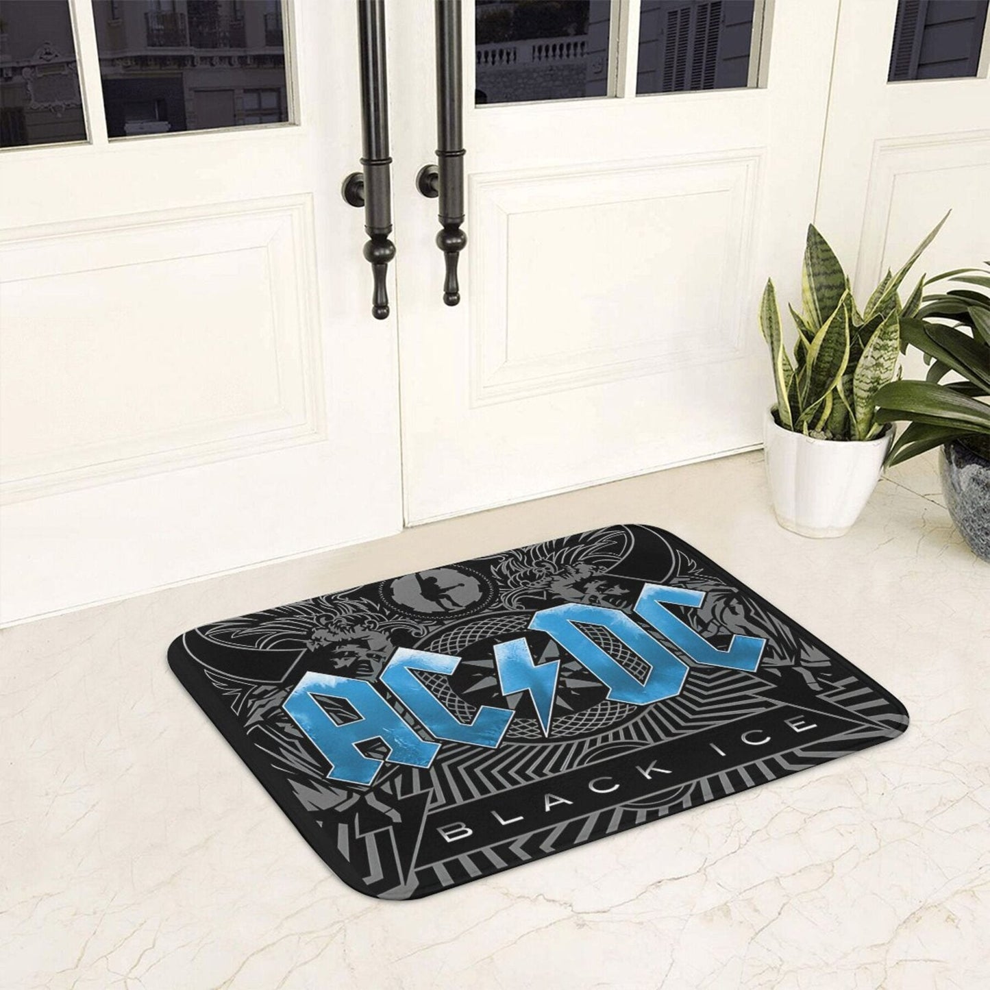 Non-Slip Bath Mat inspired by the Black Ice Australian Rock Band - Machine Washable, made of Polyester, Ideal for Home Decor in Living Room