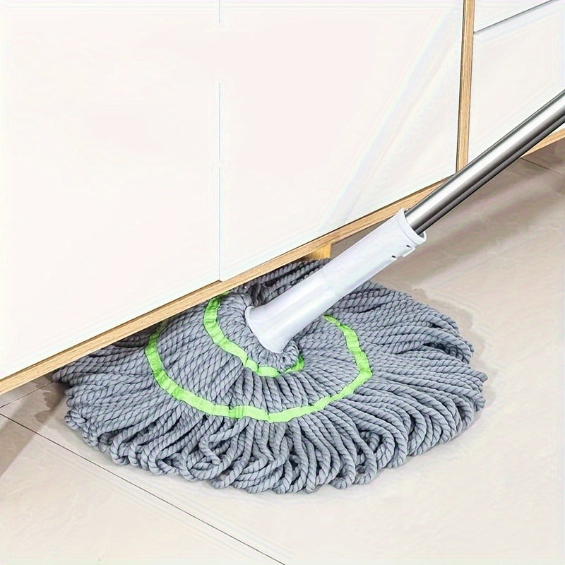 No-hands self-wringing string mop for effortless cleaning - Multi-purpose rotary mop for all rooms and floors, wet or dry usage - Ideal for living areas, bedrooms, bathrooms, kitchens, and various surfaces