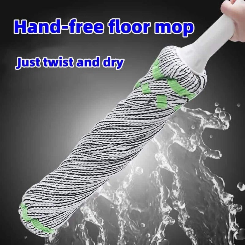 No-hands self-wringing string mop for effortless cleaning - Multi-purpose rotary mop for all rooms and floors, wet or dry usage - Ideal for living areas, bedrooms, bathrooms, kitchens, and various surfaces