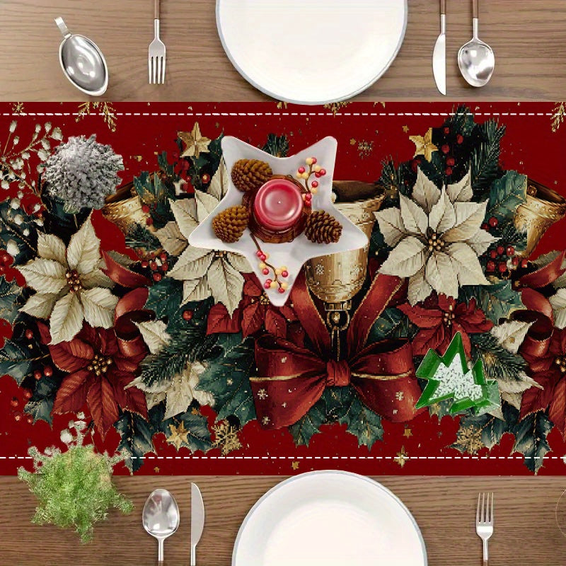 4 pieces buffalo plaid Christmas table set: includes 1 table mat, 1 thermal mat, 1 table cover, and 1 table runner. Perfect for holiday decorating or as a gift.