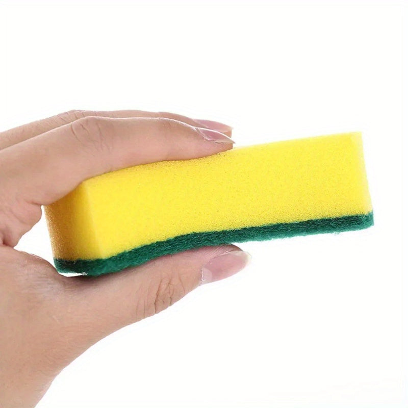 24-Pack of high-absorbency kitchen sponges with a durable dual-layer design for cleaning tableware and cookware. Removes oil and rust with reinforced sand fiber grip.