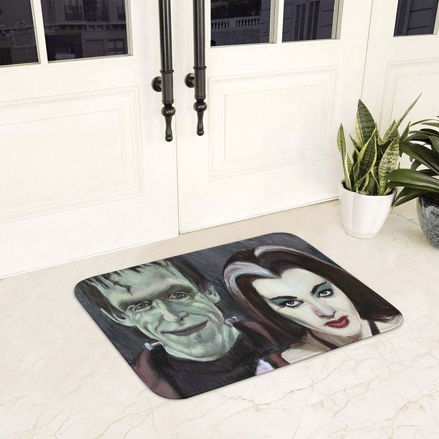 Bathroom Mat Set inspired by Lily and Herman Munster - Soft Flannel Material, Easy to Clean, Perfect for Bathroom and Balcony Decor