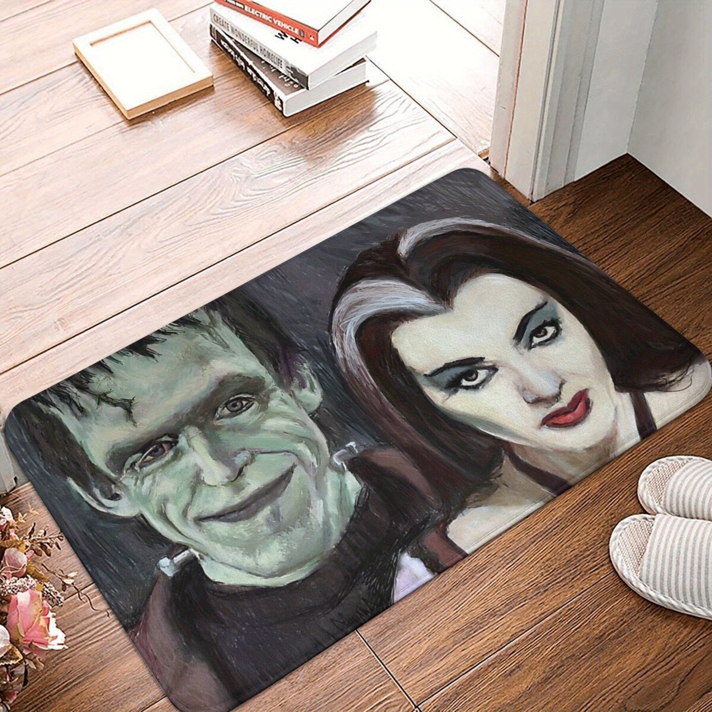 Bathroom Mat Set inspired by Lily and Herman Munster - Soft Flannel Material, Easy to Clean, Perfect for Bathroom and Balcony Decor