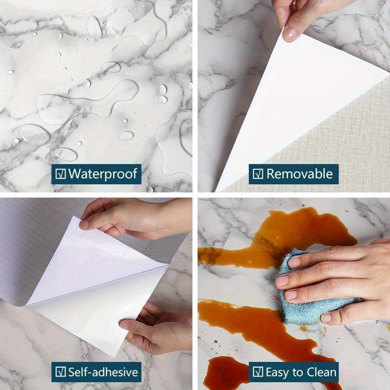 Reinvent your space with our Marble Pattern Self-Adhesive Wall & Table Sticker. This sticker is waterproof, heat-resistant, and oil-resistant, making it perfect for kitchen cabinets and furniture makeover projects.