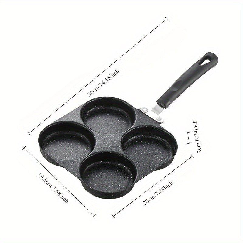 Non-stick cast iron skillet with a 4-cup capacity, perfect for cooking eggs, pancakes, and burgers. This multi-functional pan is electric-free and ideal for frying, sautéing, and cooking pizza desserts. Suitable for use in both home and restaurant