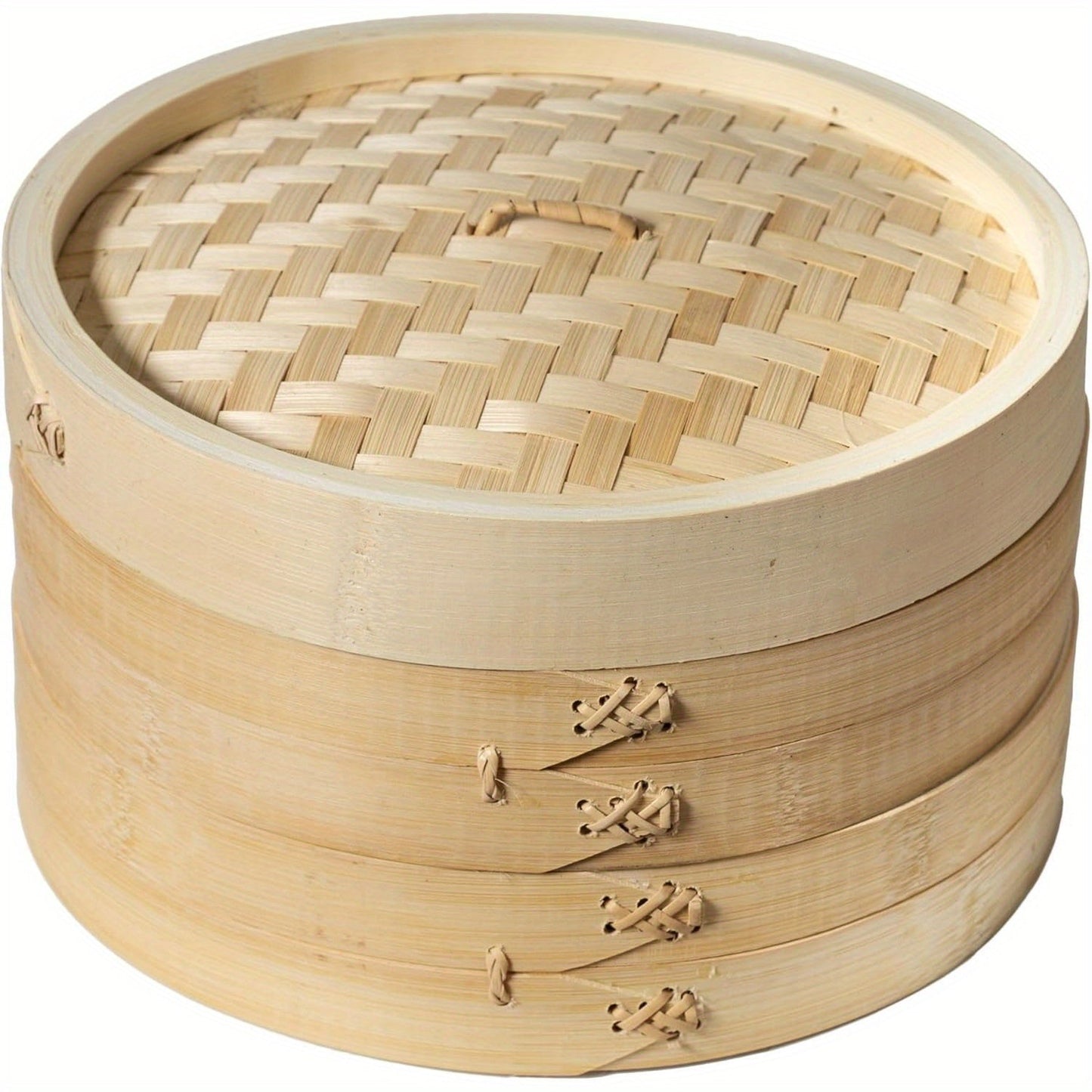 Premium 12-Inch Bamboo Steamer Basket Set - Two Tiers, Ideal for Nutritious Cooking and Meal Preparation