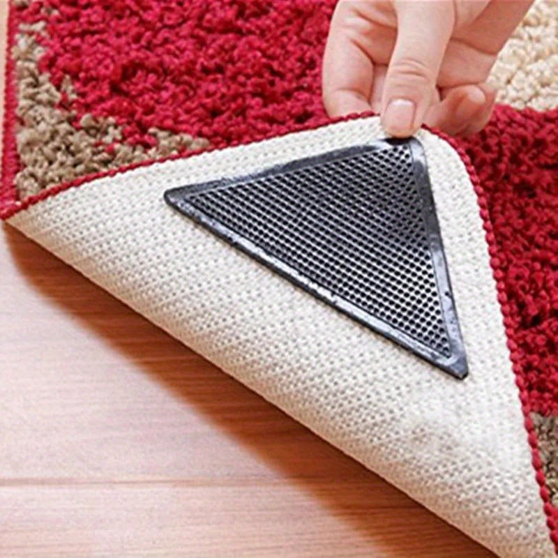 Get 4 products with 4 additional stickers for Non-Slip Silicone Rug Grip Tape & Pads, perfect for use in the office, room, or bedroom. These reusable washable carpet grippers come with adhesive pads, ideal for keeping your home and living room safe and