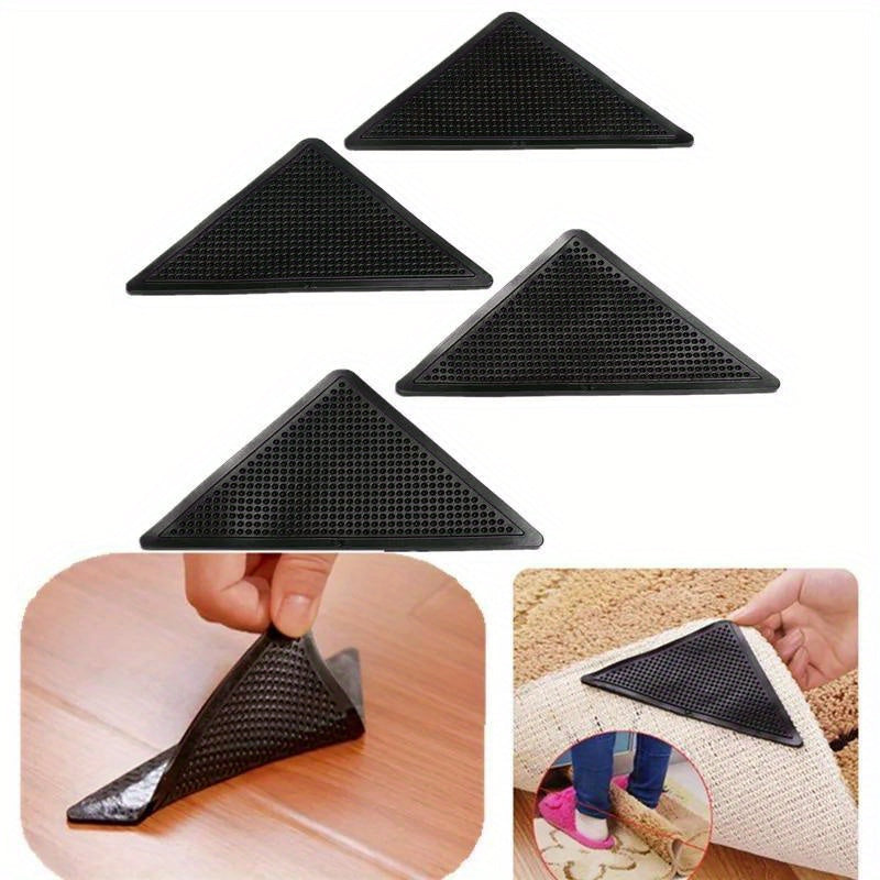 Get 4 products with 4 additional stickers for Non-Slip Silicone Rug Grip Tape & Pads, perfect for use in the office, room, or bedroom. These reusable washable carpet grippers come with adhesive pads, ideal for keeping your home and living room safe and