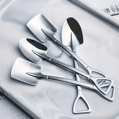 Set of 4 Stainless Steel Spoons: High-Quality Watermelon Dessert and Ice Cream Scoops, Ideal for Outdoor Camping - Durable and Portable