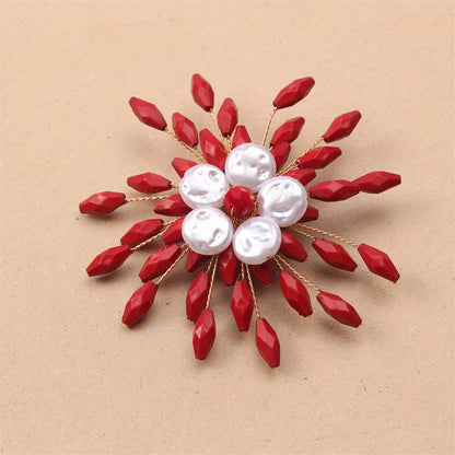 Stylish Snowflake Brooch Pin - Sophisticated Fashion Accessory for Women, Made of Alloy & Resin, Great Gift Option for Her