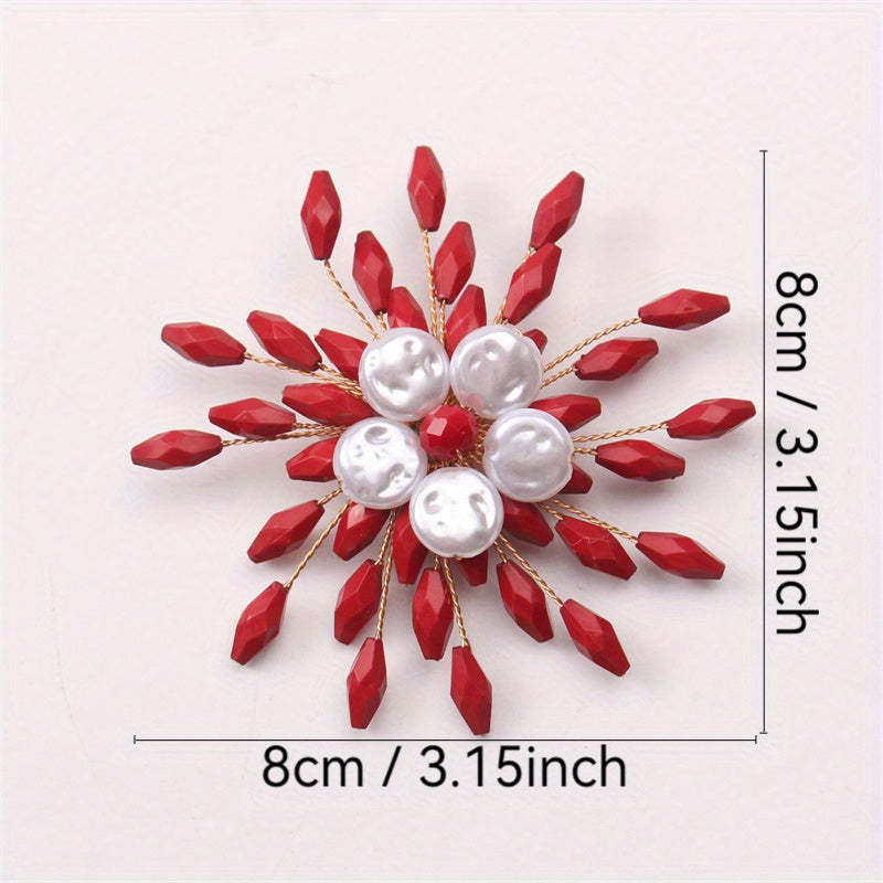 Stylish Snowflake Brooch Pin - Sophisticated Fashion Accessory for Women, Made of Alloy & Resin, Great Gift Option for Her