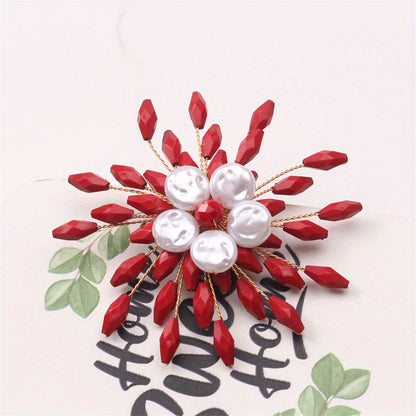 Stylish Snowflake Brooch Pin - Sophisticated Fashion Accessory for Women, Made of Alloy & Resin, Great Gift Option for Her