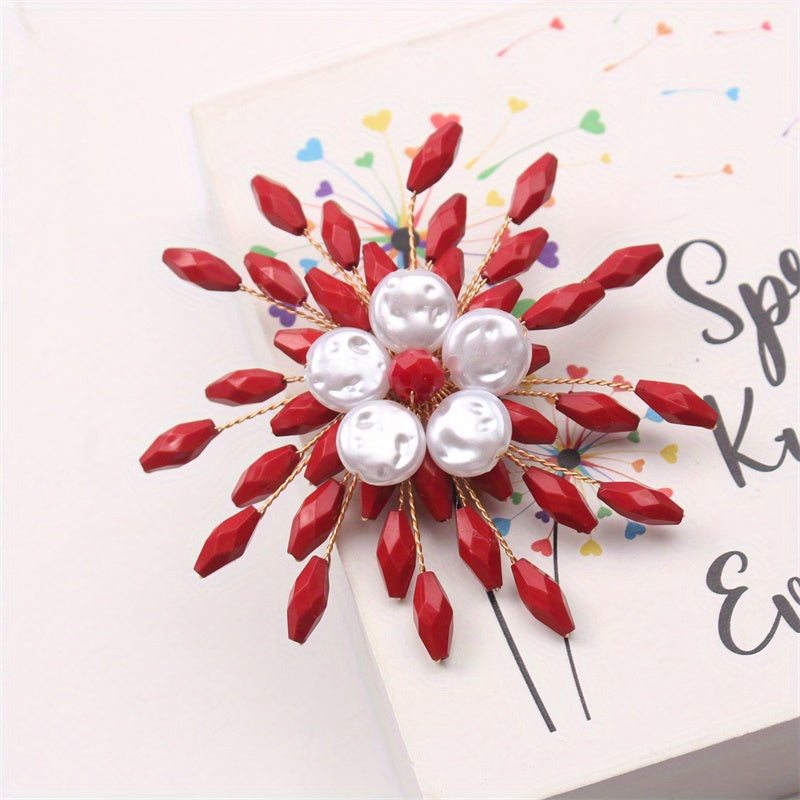 Stylish Snowflake Brooch Pin - Sophisticated Fashion Accessory for Women, Made of Alloy & Resin, Great Gift Option for Her