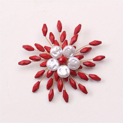 Stylish Snowflake Brooch Pin - Sophisticated Fashion Accessory for Women, Made of Alloy & Resin, Great Gift Option for Her