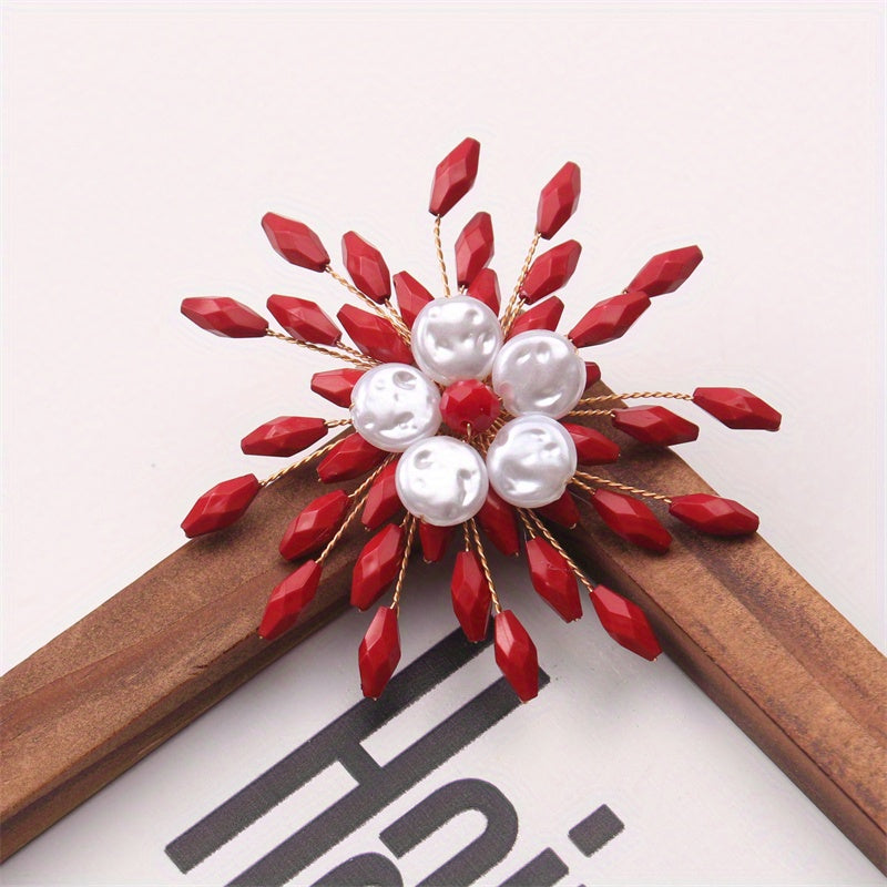 Stylish Snowflake Brooch Pin - Sophisticated Fashion Accessory for Women, Made of Alloy & Resin, Great Gift Option for Her