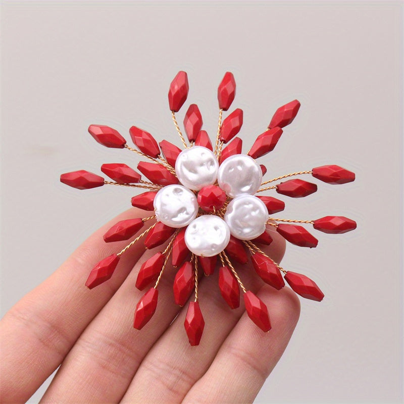 Stylish Snowflake Brooch Pin - Sophisticated Fashion Accessory for Women, Made of Alloy & Resin, Great Gift Option for Her